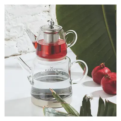 Karaca Dora Borosilicate Glass Teapot Set, Medium, Transparent