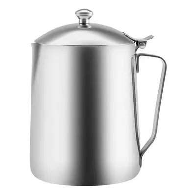 Karaca Barista Stainless Steel Milk Jug with Lid, 1.5L, Silver