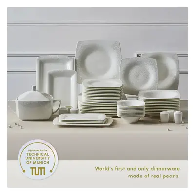 Karaca Helen 62-Piece Fine Pearl Dinner Set for People, White