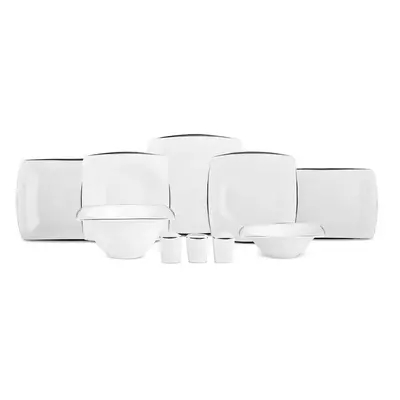 Karaca Fine Pearl New Agate 58-Piece Dinner Set for People, White Platinum