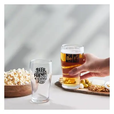 Karaca Piece Glass Beer Glass Set, 454ml, Transparent Black