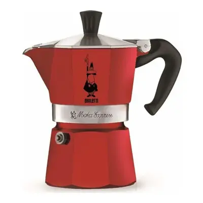 Bialetti Moka Express Hob Espresso Coffee Maker, Cups, Red