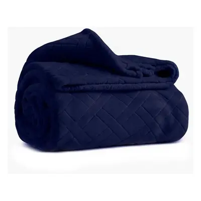 Karaca Elanor Flannel Emboss Wellsoft Blanket, Double, Navy