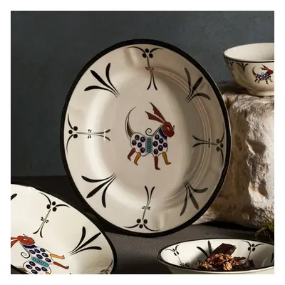 Karaca Paye Seljuk Collection Porcelain Dinner Plate, 26cm, White Multi