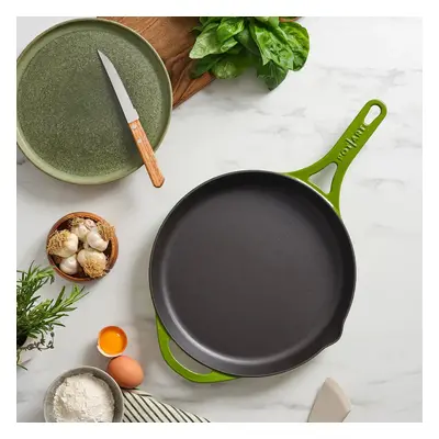 Pot Art Cast Iron Induction Frying Pan, 28cm, Green