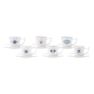 Karaca Eye Piece Porcelain Espresso Turkish Coffee Cup Set for People, 90ml, Multi