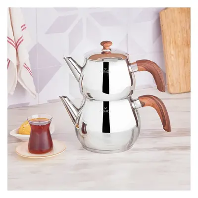 Karaca Silva Stainless Steel Teapot Set, Silver