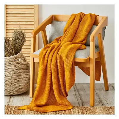 Karaca Home Double Seed Stitch Throw, 130cmx170cm, Ochre