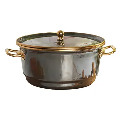 Karaca Troy Enamel Induction Stockpot with Lid, 24cm, Black Gold