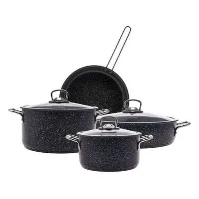 Karaca Biogranite Steel Plus 7-Piece Non-Stick Induction Cookware Set, Black