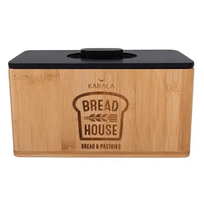 Karaca Fit Bamboo Bread Box, 24cmx13cmx12cm, Wood Black