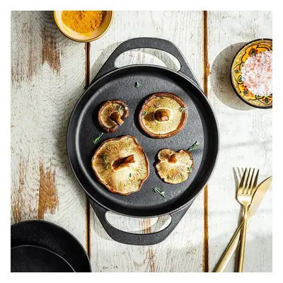 Pot Art Cast Iron Induction Shallow Stock Pot, 22cm, Black