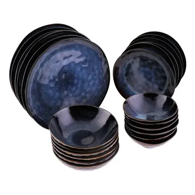 Karaca 24-Piece Reactive Glaze Dinner Set for People, Blue