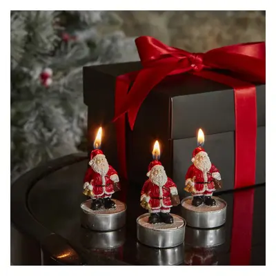 Karaca New Year Christmas Santa Tealights, Piece, 18.5cmx6.7cm, Red Multi