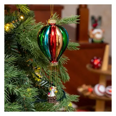 Karaca New Year Christmas Baloon Glass Tree Decoration, 6.9cmx6.9cmx18cm, Multi