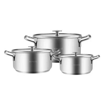 Karaca Alaz Stainless Steel 6-Piece Induction Cookware Set, Medium, Silver