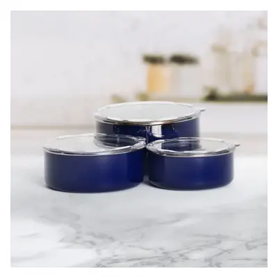 Karaca Refika Piece Enamel Storage Container, Navy Blue