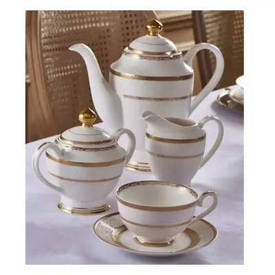 Weimar Claudia Of Bohemia Piece Fine Bone Tea Set, White Gold