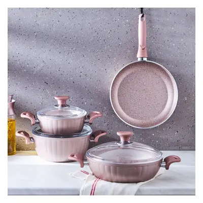 Karaca Dream Biogranite 7-Piece Non-Stick Cookware Set, Rose