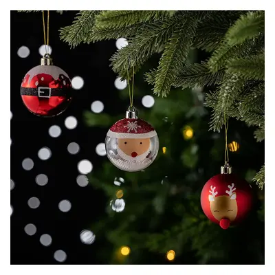 Karaca New Year Christmas Santa Tree Bauble Set, Piece, 6cm, Red Multi