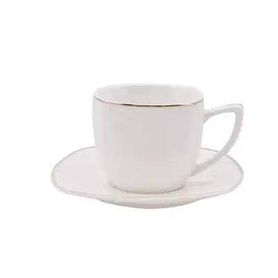 Karaca Nina Piece Porcelain Espresso Turkish Coffee Cup for People, 80ml, White Gold