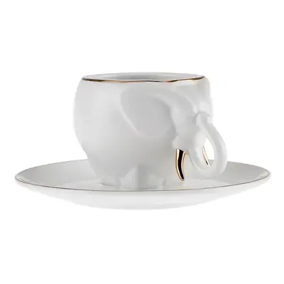 Karaca Fil 4-Piece Porcelain Espresso Turkish Coffee Cup for People, 90ml, White Gold