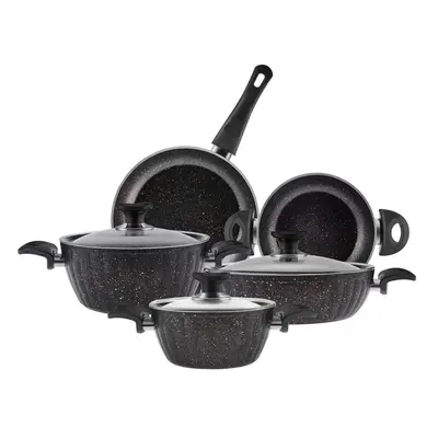 Karaca İnci Biogranite 8-Piece Cookware Set, Black