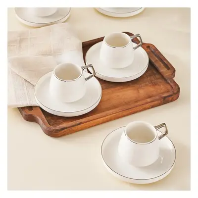 Karaca Streamline 12-Piece Porcelain Espresso Turkish Coffee Cup Set for People, 100ml, White Si