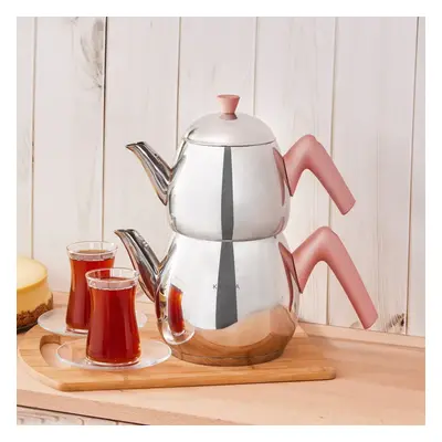 Karaca Merkür Stainless Steel Induction Teapot Set, Medium, Rose