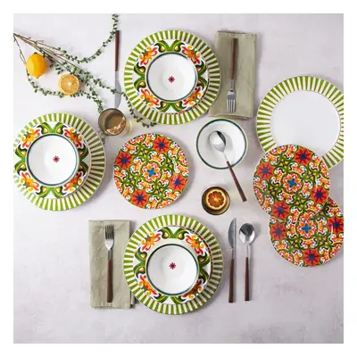 Karaca Dolce Piece Porcelain Dinner Set for People, White Multi