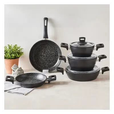 Karaca Biogranite Power 8-Piece Non-Stick Cookware Set, Black