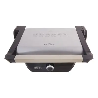 Karaca Compact Steel Gastro Diamond Silver Grill and Sandwich Toaster, 2000W