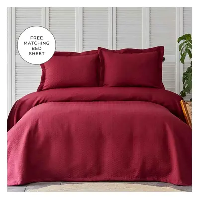 Karaca Home Charm Bold 100% Turkish Cotton Duvet Cover Set with Bed Sheet, Single, Burgundy