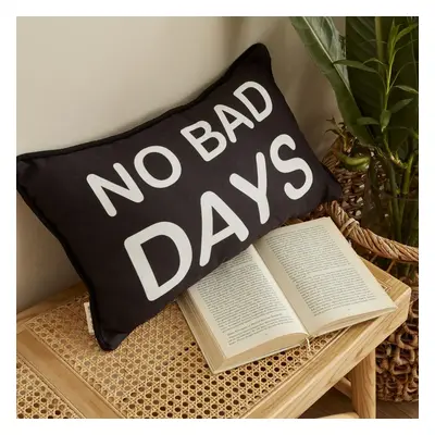 Karaca Home No Bad Days Filled Cushion, 35cmx55cm, Black-White