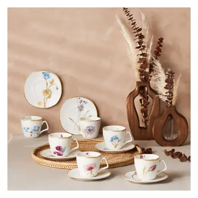 Karaca Revive Porcelain Tea Cup Set for People, Piece, 200ml, White Multi