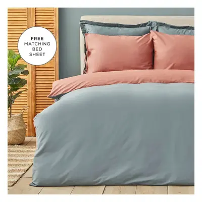 Karaca Home Basic Double Sided 100% Turkish Cotton Duvet Cover Set with Bed Sheet, Double, Terec