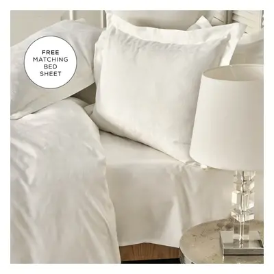 Karaca Home White Collection Santino 100% Turkish Cotton Duvet Cover Set with Bed Sheet, Double,