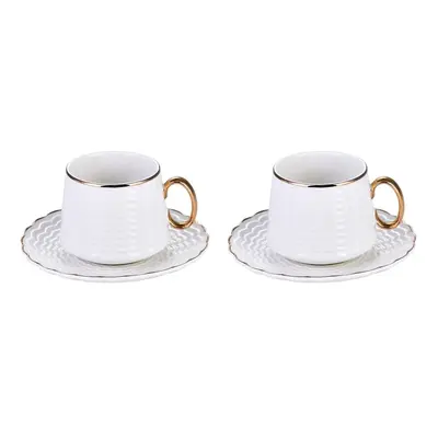 Karaca Daisy Piece Porcelain Tea Cup and Saucer Set for People, 220ml, Gold White