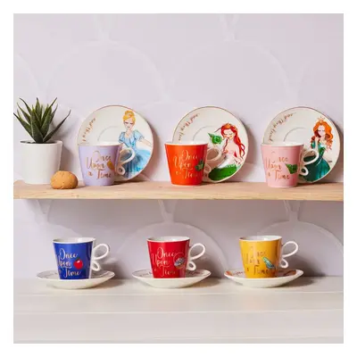 Karaca Fairy Tale Piece Porcelain Espresso Turkish Coffee Cup Set for People, 80ml, Multi