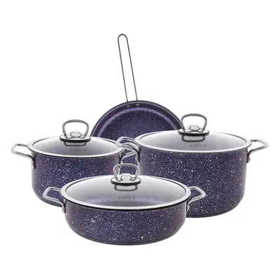 Karaca Biogranite Steel Plus 7-Piece Non-Stick Induction Cookware Set, Purple