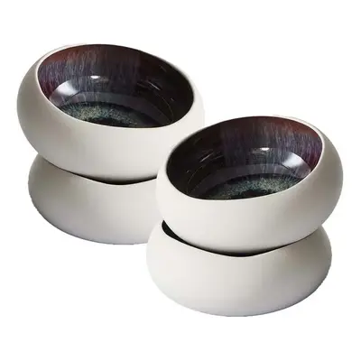 Karaca Galactic Reactive Glaze Serving Bowl Set for People, White Multi