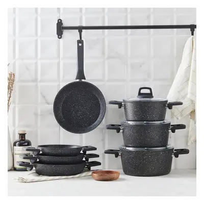 Karaca Eliz Biogranite 10-Piece Non-Stick Cookware Set, Black