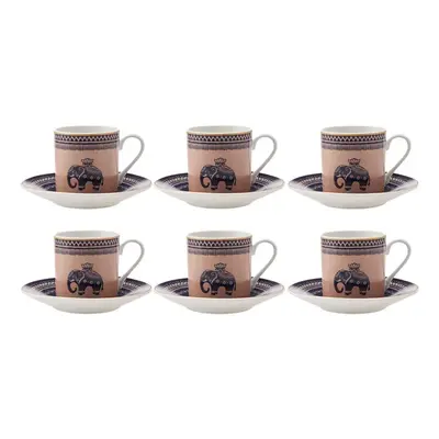 Karaca Elephant 12-Piece Porcelain Espresso Turkish Coffee Cup Set for People, 80ml, Multi