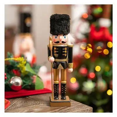 Karaca New Year Christmas Nutcracker with Black Hat Figure, 25cm, Black Multi