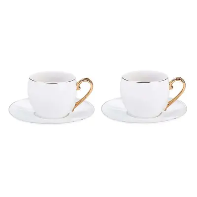 Karaca İznik Piece Porcelain Tea Cup and Saucer Set for People, Gold White