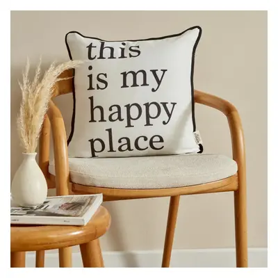 Karaca Home Happy Place Filled Cushion, 43cmx43cm, Black-White