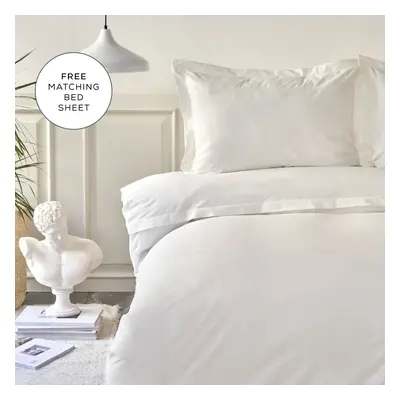 Karaca Home White Collection Livia 100% Turkish Cotton Duvet Cover Set with Bed Sheet, Double, W