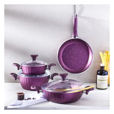 Karaca Dream Biogranite 7-Piece Non-Stick Cookware Set, Purple