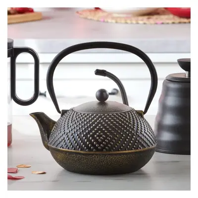 Karaca Dark Gold Cast Iron Induction Teapot, 900ml, Black Gold