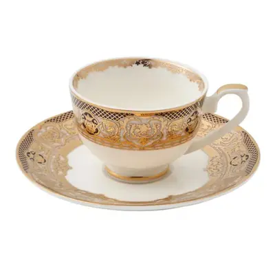 Weimar Hilda Of Nassau Piece Fine Bone Coffee Cup and Saucer Set for People, 90ml, White Gold